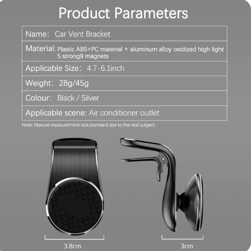 360 Rotation Magnetic Car Mount Air Vent Clip Phone Holder For iPhone Samsung - Picture 2 of 5