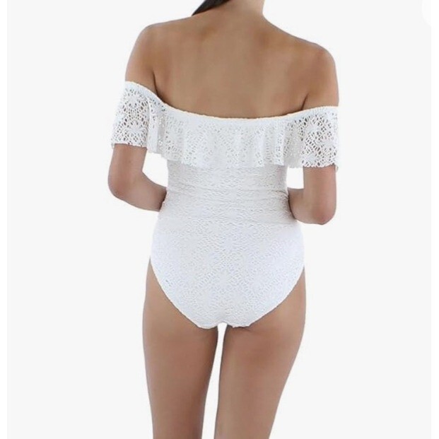 LAUREN Ralph Lauren Crochet Ruffle Off-The-Shoulder One-Piece