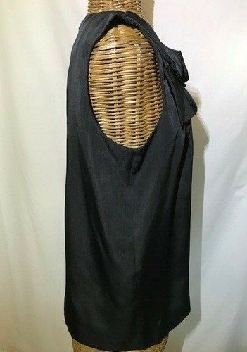 RACHEL ROY - SLEEVELESS BLUE BLACK PLEATED NECK BLOUSE - 6 - Picture 3 of 3