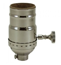 Lamp Parts ON/OFF TURN KNOB SOLID BRASS Medium Base Socket-Polished Nickel