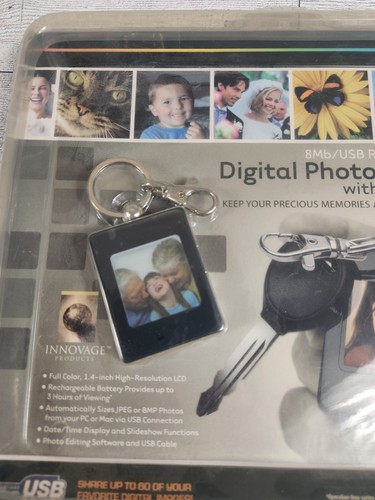 Innovage Digital Photo Album w/ Keychain USB Rechargeable 60 Photo Capacity 8MB - Picture 2 of 3