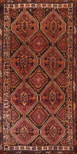 Vintage Geometryczny dywan Kashkoli / Abadeh Area 5'x10' Tribal Ręcznie robiony wełniany dywan - Zdjęcie 1 z 12