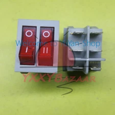 3pcs  Double Button Rocker Switch 6Pins 16A 250VAC Red Lamp    RK1-23~