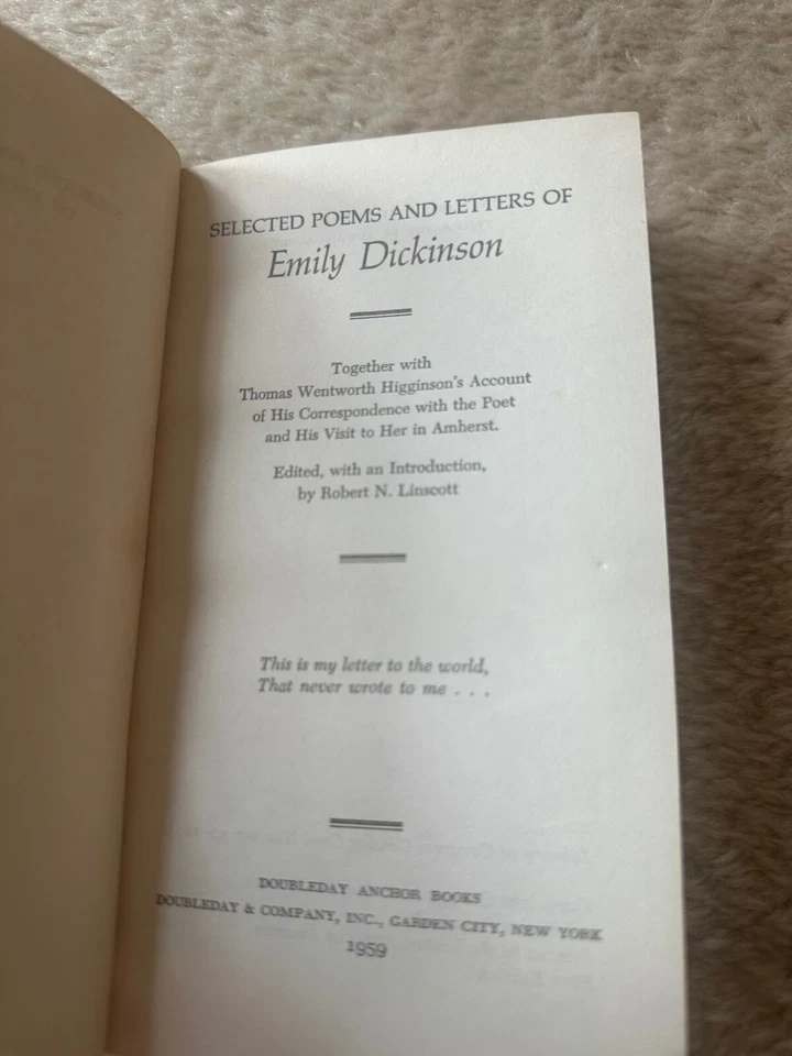 Selected poems & letters of Emily Dickinson 1959 Doubleday Great Condition Rare Foto 2 de 4