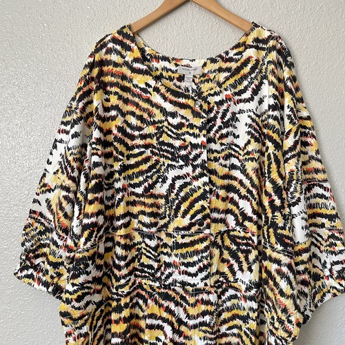 Rachel Comey Target Plus Sz 28W 30W Yellow Tiger Button Up Linen Jumpsuit - Picture 2 of 18