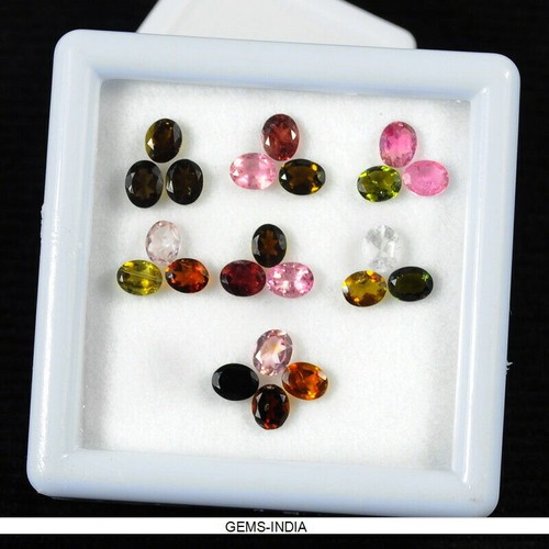 22 Pcs Natural Tourmaline Multi-Color Sparkling 5mmx4mm Oval Cut Gemstones Lot - Picture 3 of 4