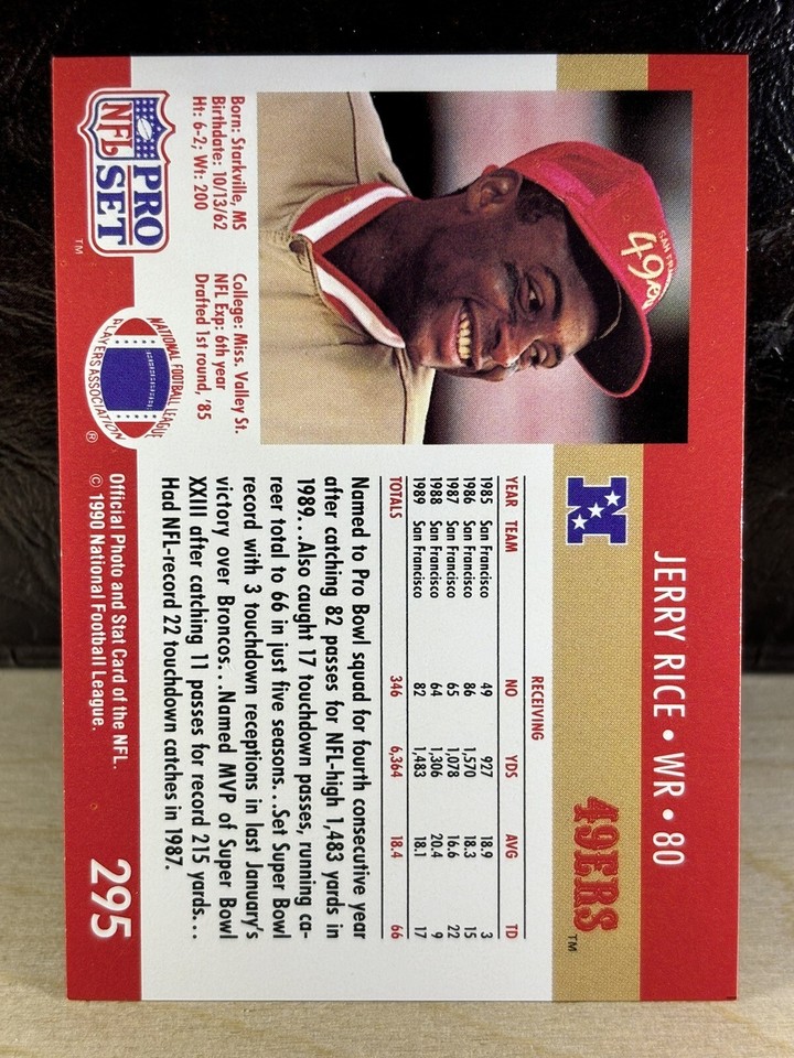 1990 Pro Set Jerry Rice #295 San Francisco 49ers NM | eBay