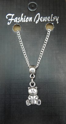 Teddy Bear Pendant Necklace 18'' or 24 Inch Chain Small Charm