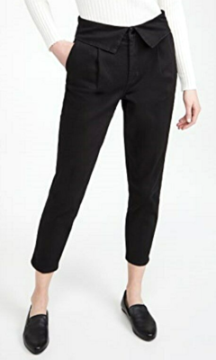 NWT J Brand Tanik Black High Rise Fold Over Pleat Front Peg Pants Jeans 25  X 27 | eBay