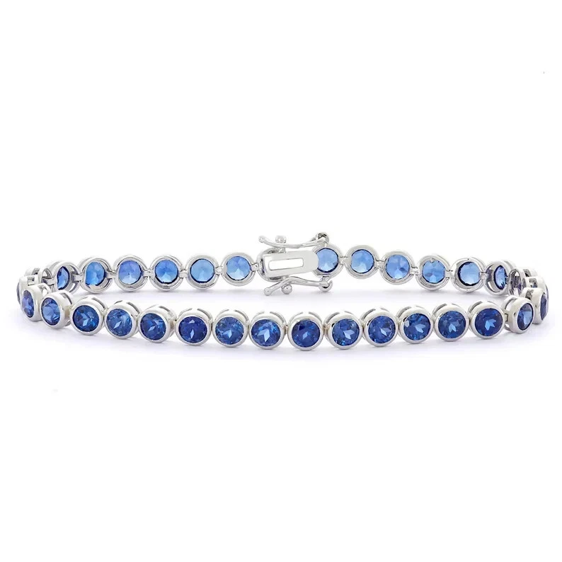 Sapphire Bracelet Silver 925, Bezel set Tennis Bracelet, Gemstone brceletet - Image 2 of 2