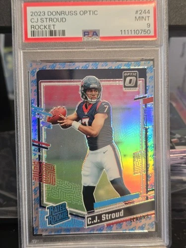 2023 Panini Donruss Optic  Rated Rookie C.J. Stroud #244 Rocket Prizm (RC) psa 9