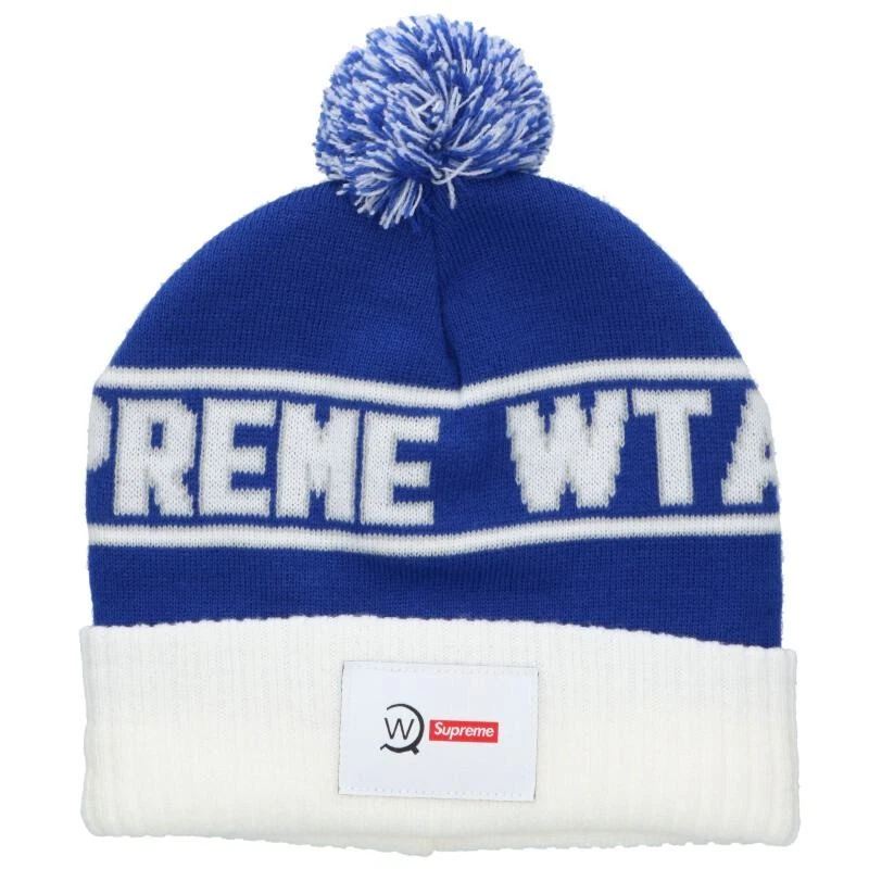 Supreme Double Taps Wtaps 21Aw bonnet logo patch bonnet tricot bonbon bleu blanc H2061
