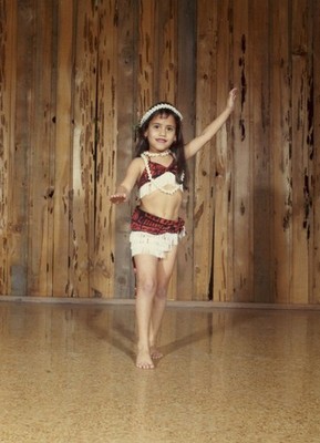Vintage Young Hula Dancer Studio Portrait Short Skirt 1970''s - Snapshot