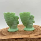 2 - Fenton Jadeite Glass Rabbit Egg Cup Green Vintage Collectible Easter Bunny