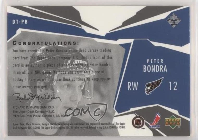 2003-04 Upper Deck Black Diamond Threads Peter Bondra #DT-PB - Image 2 of 2