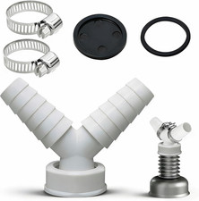 Washing Machine Waste Splitter Y Connector with 2Pcs Hose Clamp, Universal Drain