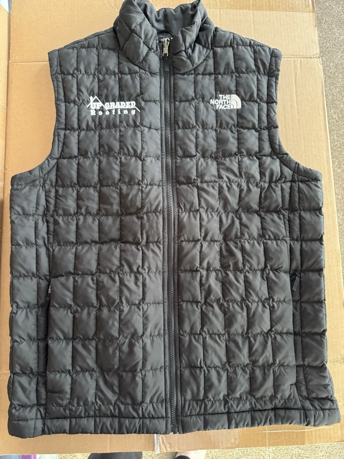 The North Face Men’s M ThermoBall Eco Vest Full Zip Puffer Black Embroidery