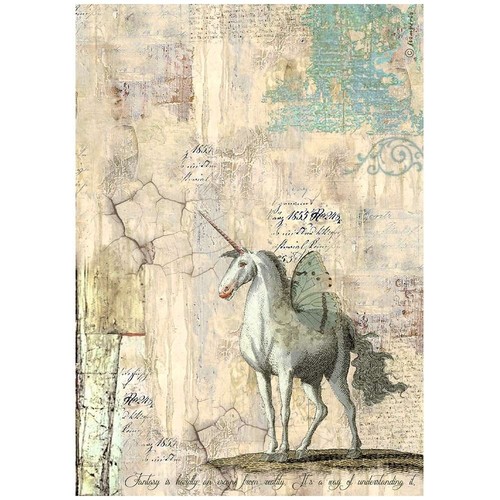 Stamperia Rice Paper Sheet A4-Wonderland Unicorn 5A0027GQ-1G9TC
