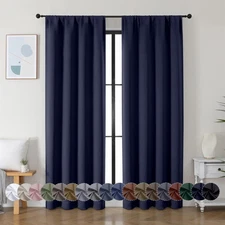 Ava Navy Blue Blackout Curtains for Bedroom 72 Inch Length 2 Panels Privacy