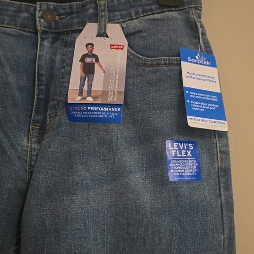New Levi's 502 Boys Size 16 28x30 Medium wash Regular Fit Slight Taper Jeans - Picture 2 of 9