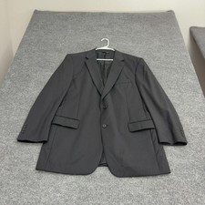Jos A Bank Suit Jacket Mens 44 L Black Wool Pinstripe Two Button Formal Classic