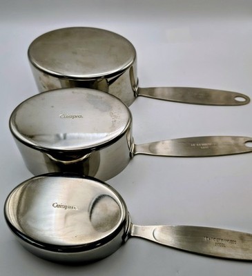 Set Of 3 CUISIPRO Stainless Steel Measuring Cups 3/4, 1.5, 1 3/4 Heavy Duty