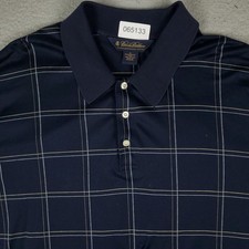 Brooks Brothers Polo Shirt Mens Size XL Navy Blue Check Casual Short Sleeve