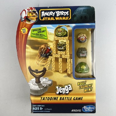 Angry Birds Star Wars Jenga Tatooine Battle Game - MILLENNIUM FALCON SLINGSHOT! 