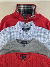 Lot Of 4 Polo Ralph Lauren Boys Medium 10-12 Shirts Sweaters Cable Knit Quarter