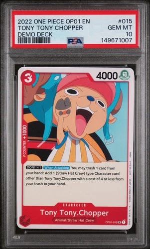 2022 ONE PIECE OP01-ROMANCE DAWN DEMO DECK #015 TONY TONY CHOPPER PSA 10
