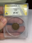 1909 S VDB Lincoln Wheat Cent Key Date ANACS VF25
