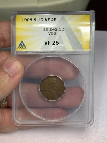 1909 S VDB Lincoln Wheat Cent Key Date ANACS VF25