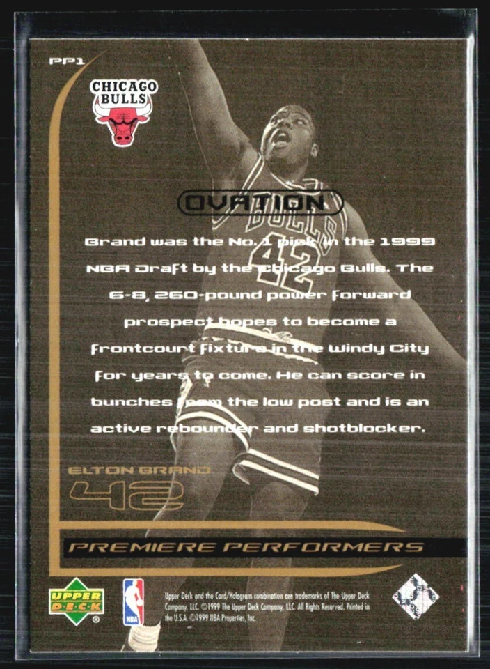 1999-00 Upper Deck Ovation - Premiere Performers Elton Brand #PP1 (RC) - Image 2 of 2