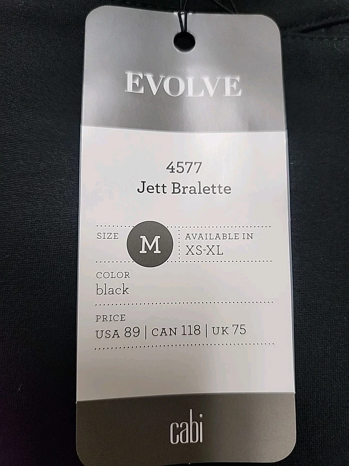 CAbi Jet Black Bralette Faux Leather Ponte Knit Stretch Top Womens SZ Medium New - Image 3 of 4