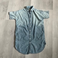 CURRENT ELLIOT SHIRT DRESS 0 Powder Blue Chambray Short Sleeve Mini Shift Pocket