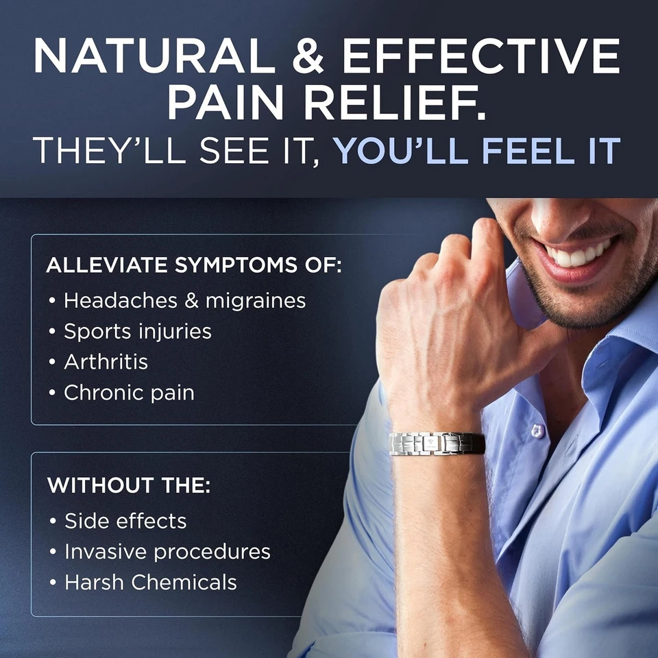 Pulsera magnética de titanio de grado quirúrgico con herramienta de tamaño ajustable y caja de regalo Foto 4 de 4