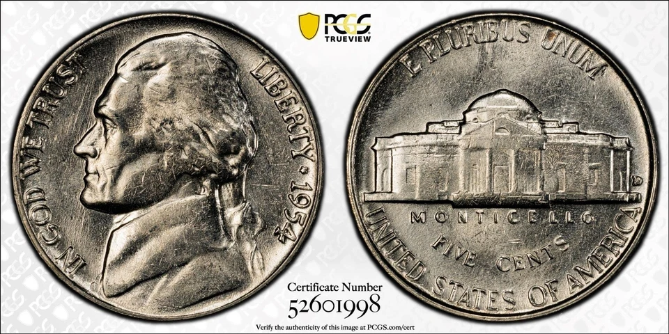 1954-D/D Jefferson Nickel PCGS MS64 RPM Repunched Mintmark - Image 3 of 4