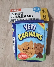 Bark Box Yeti Grahams Dog Toy Crinkle Squeak Hide Treats Inside Plush, M-L,  Nwt
