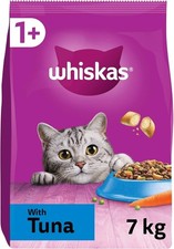 WHISKAS - 1+ Adult Dry Cat Food - 7kg - Biscuits Made with Tuna - Bulk Cat Food 3.66 per kilo