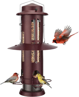 Squirrel Proof Bird Feeder for Outdoors Hanging, Metal Wild Bird Feeders with Re