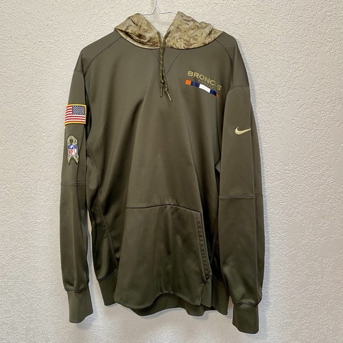 Nike Denver Broncos Hoodie Mens XL Green NFL Salute to Service USA Camo Pullover