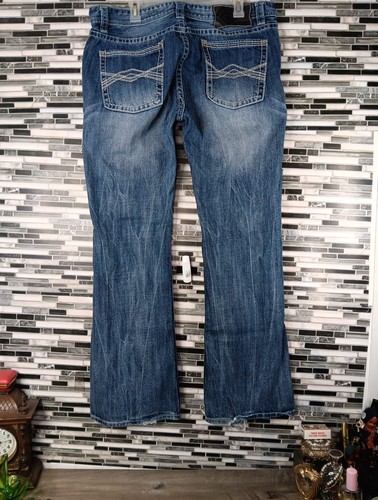 Rock & Roll Cowboy Jeans Relaxed Straight Fit Tag 38x34 Distressed Double Barrel - Picture 14 of 17