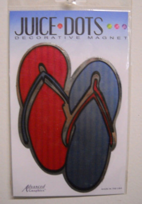 AGI Juice Dots Pink and Blue Flip Flops Blue Car Magnet Indoor Outdoor