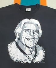 Vintage WCW Ric Flair Caricature Shirt USA Made 1997 Single Stitch 2 Sided Large