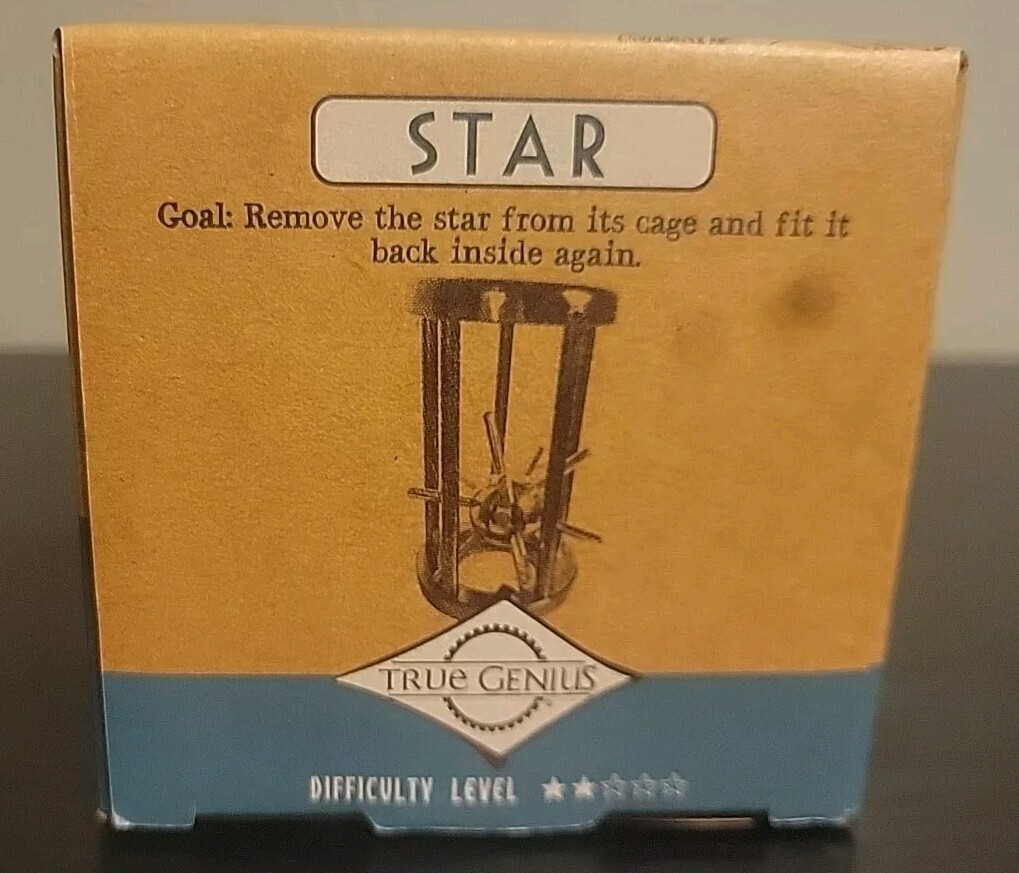 TRUE GENIUS Wood And Metal Brainteaser Puzzles Globe & Star/Wood Chain+Anchor 