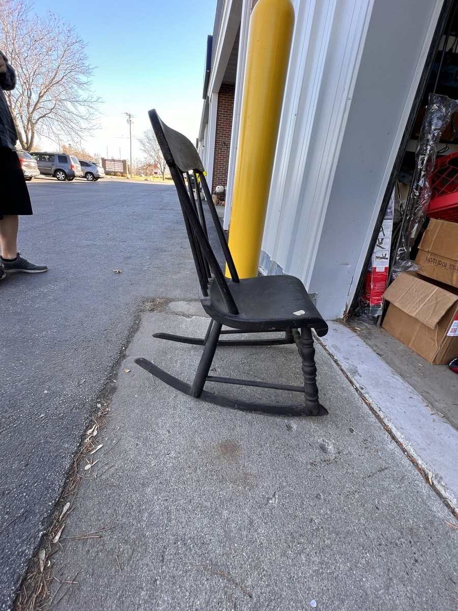 Vintage Wooden Rocker Rocking Chair Nursery Plank Seat No Arm