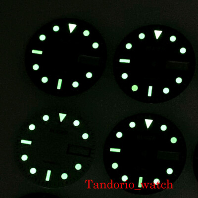 XOUVY Quadranti Di Orologi Quadrante Dell'orologio Con Doppio Calendario Da 28,5 Mm Quadrante Per Orologio Sunburst Accessori Per La Modifica Dell'orologio Luminoso Verde Per Movimento NH36 / 4R / 7S - Foto 10