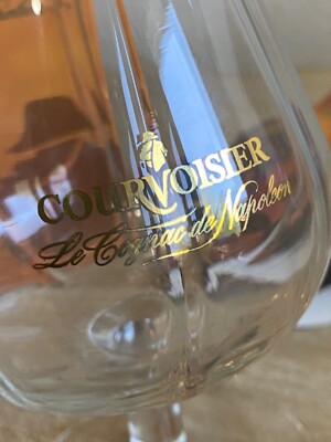 Set of TWO Courvoisier Cognac Gold Emblem Brandy Snifters Glasses France NEW!