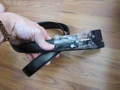FIRENZE, MEN'S NEW BLACK LEATHER 1'' WIDE BELT, SIZE 56