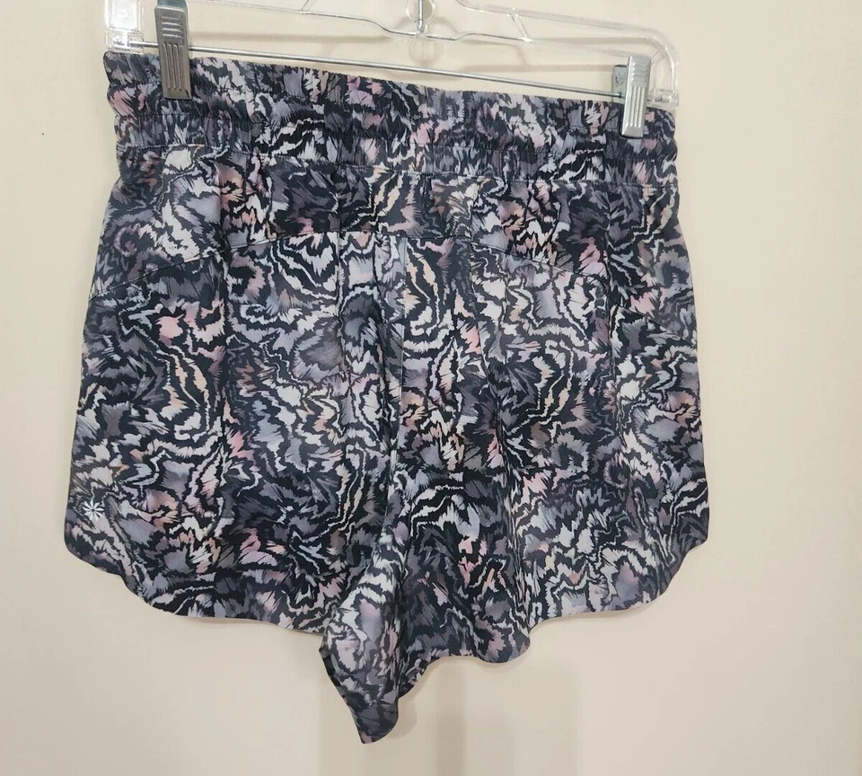 Pantalones Cortos Athleta Azul Gris Estampado Talla Pequeña Cintura Geométrica Cordón Foto 2 de 4